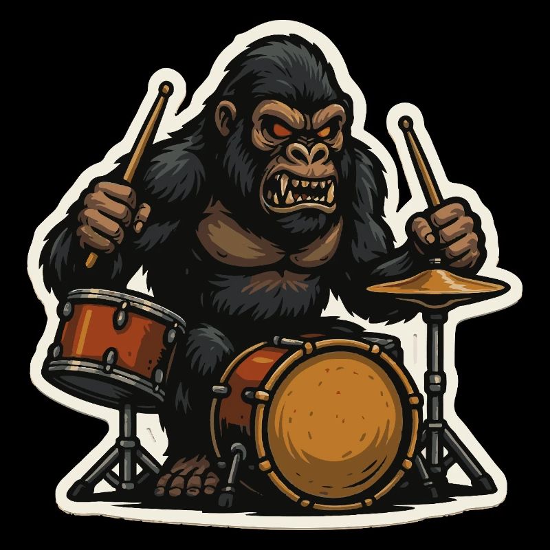 Jungle gorilla with drums
