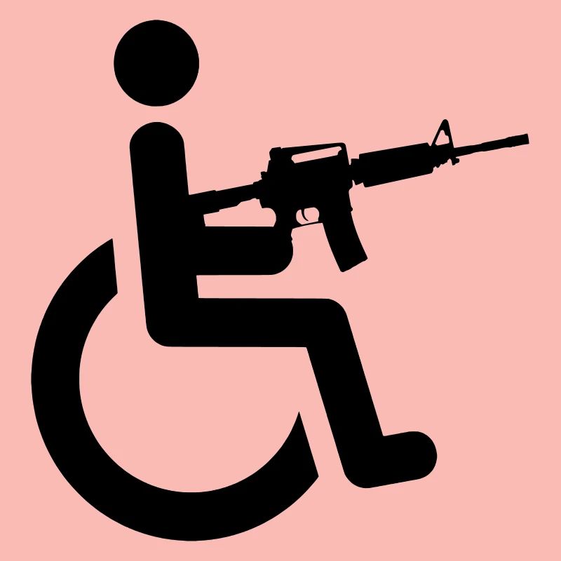 Rollstuhlfahrer mit Waffe #