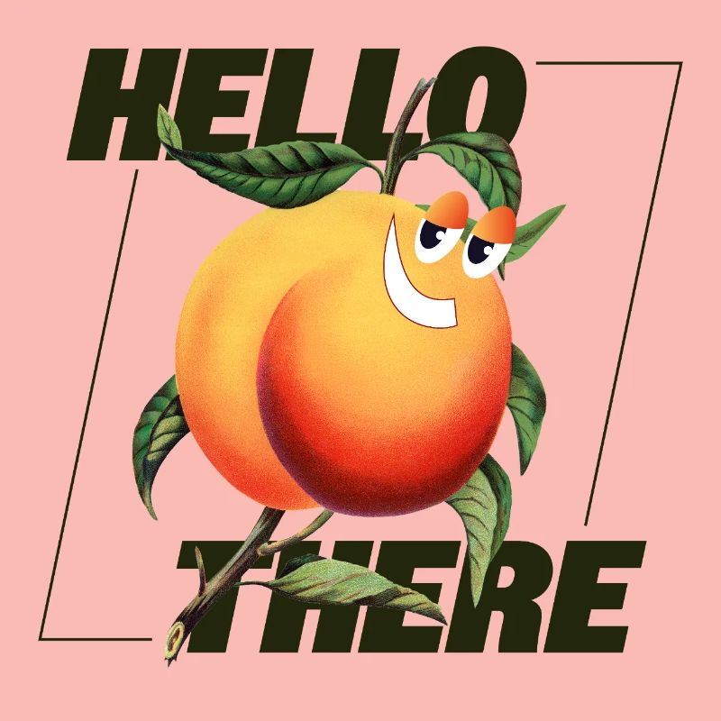 Peach Retro – Hello There Statement