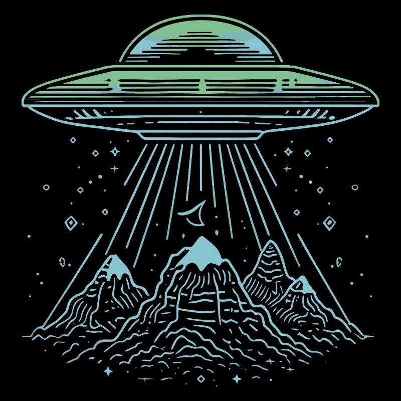 UFO Mountain Abduction - Mysterious Sci-Fi Design