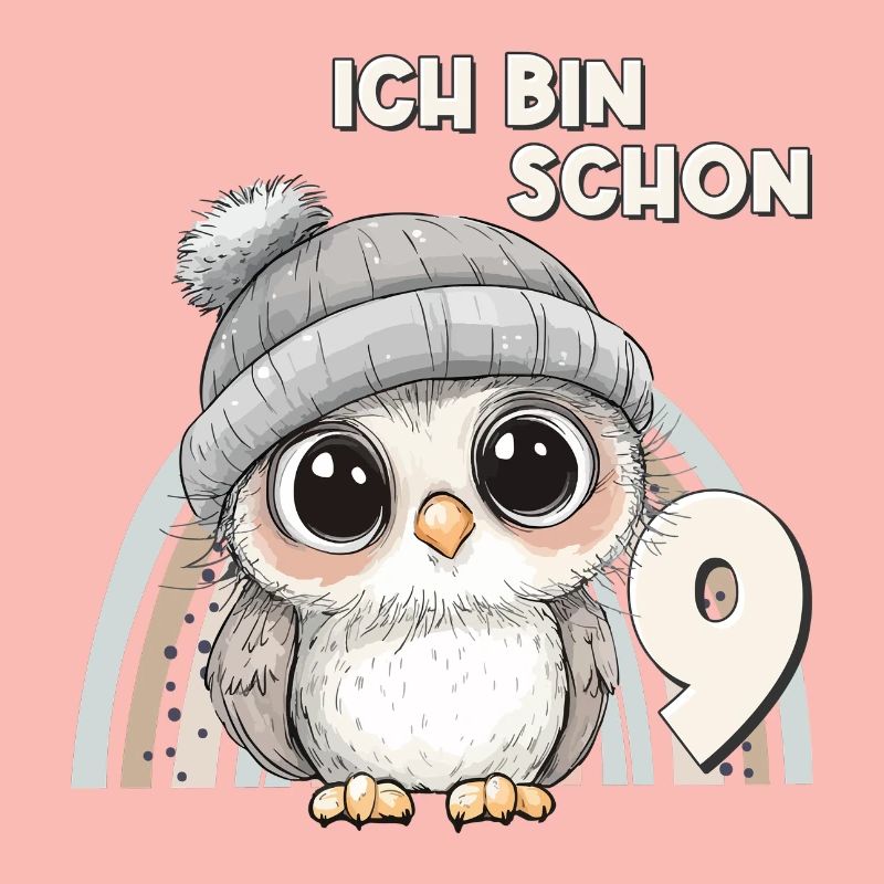 9. Geburtstag Eule Regenbogen Süß Niedlich