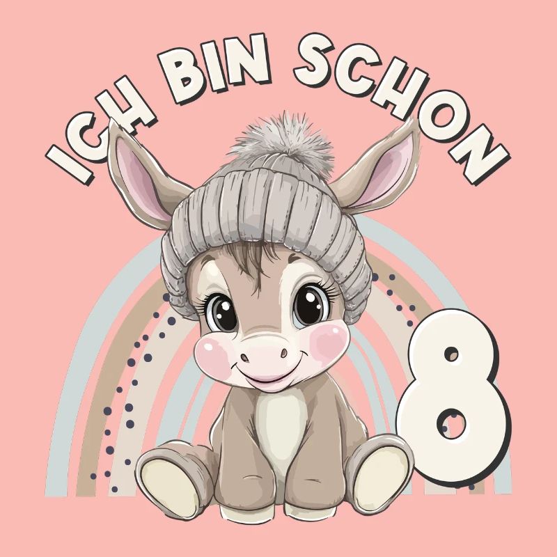 8. Geburtstag Esel Regenbogen Süß Niedlich