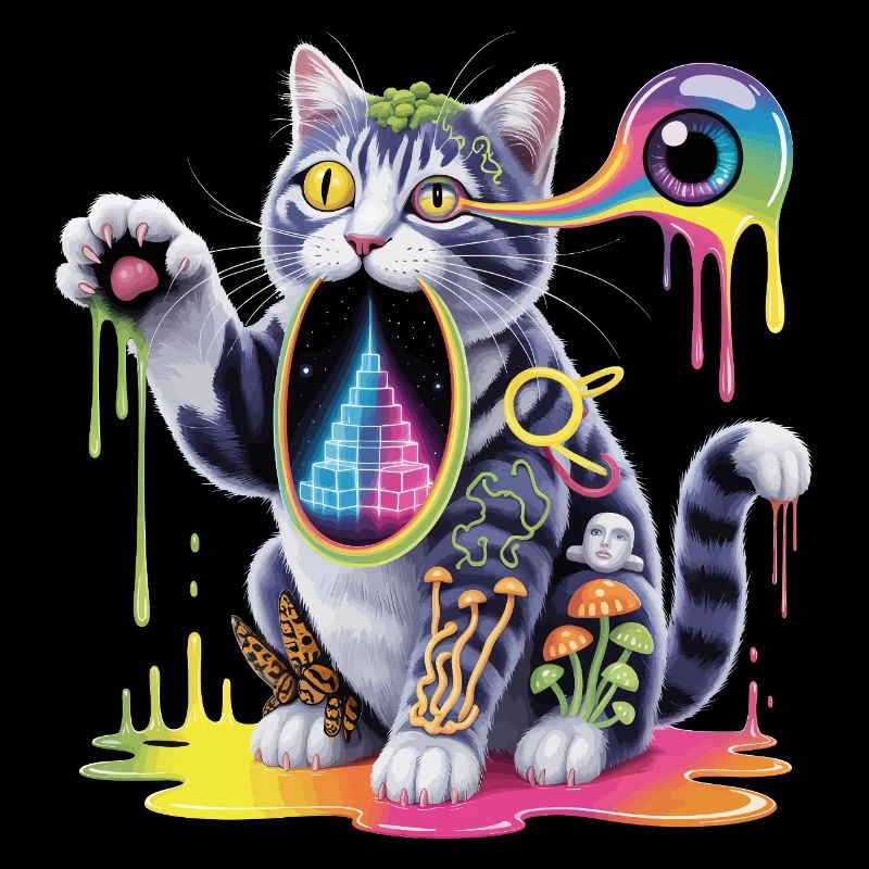Psychedelische Katze Surreale Kunst Design