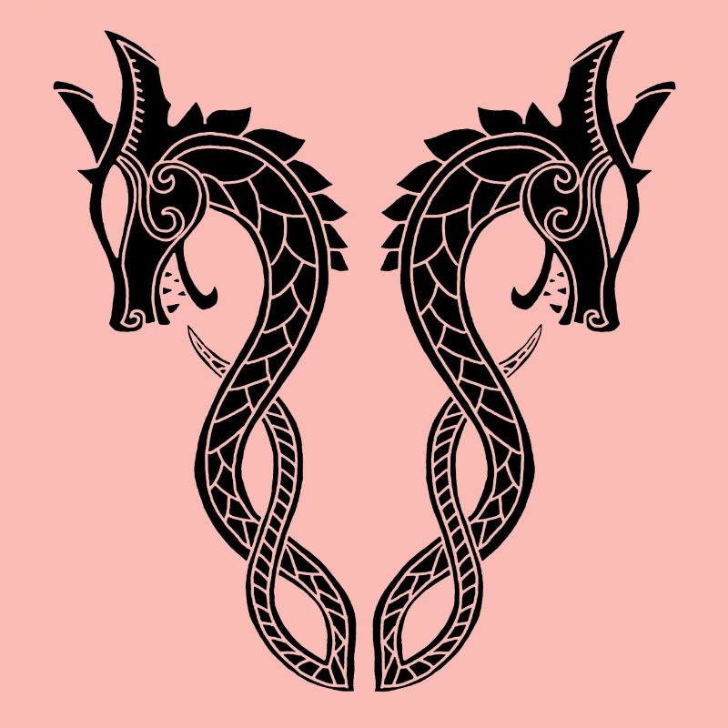 Two headed black dragon