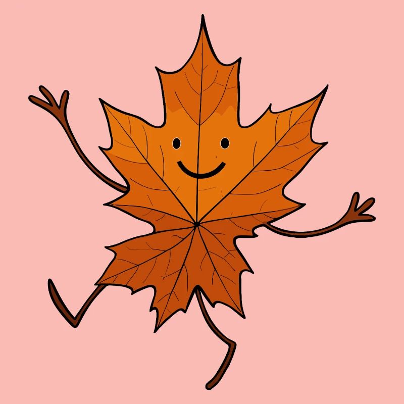 Comic Leaf Leaf Dancing Woodland Fall Maple