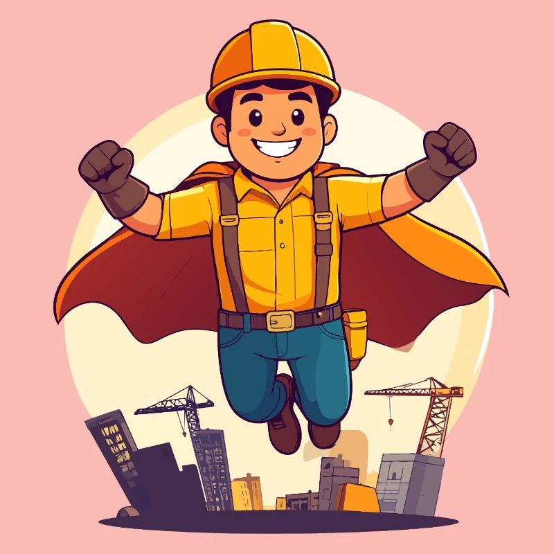 Bauhelden Superheld Bauarbeiter Held der Baustelle