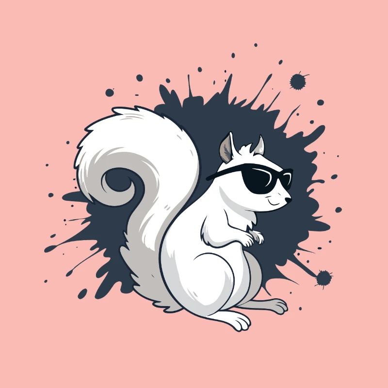 Schickes weißes Eichhörnchen mit schwarzer Brille