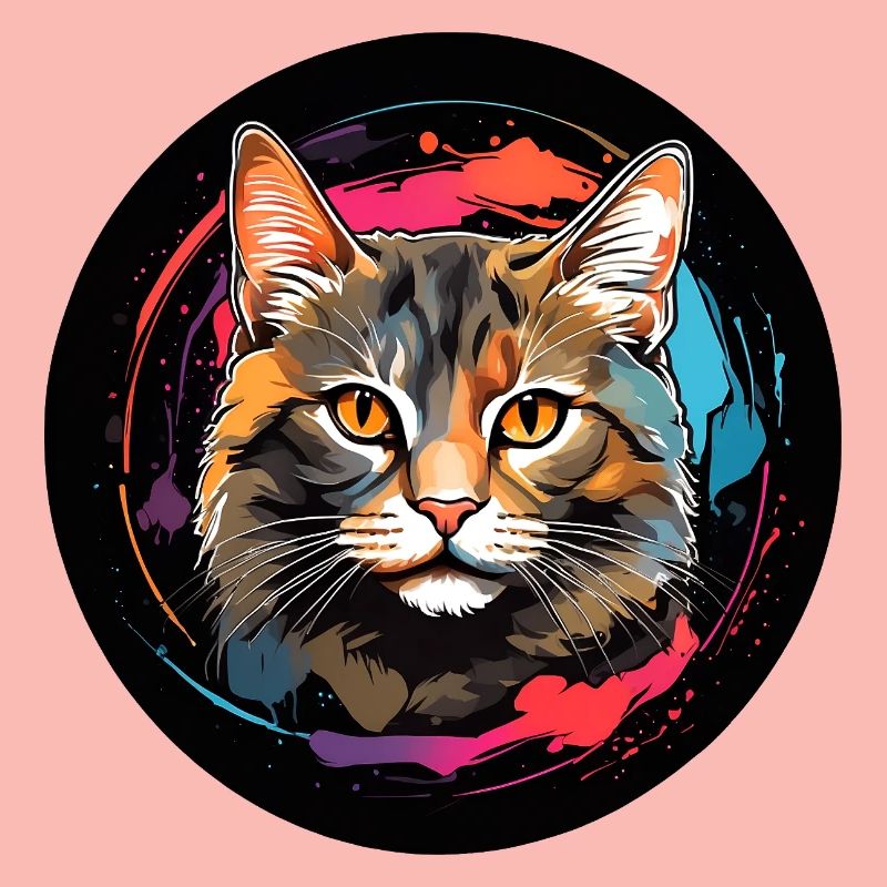 Portrait de chat mignon en technique d'aquarelle dans un cercle