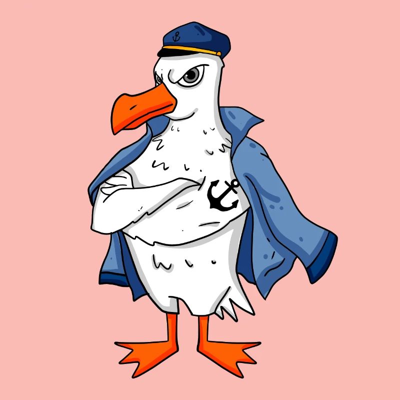 Muskelöse Seemöwe mit Anker Tattoo Möwe Geschenk