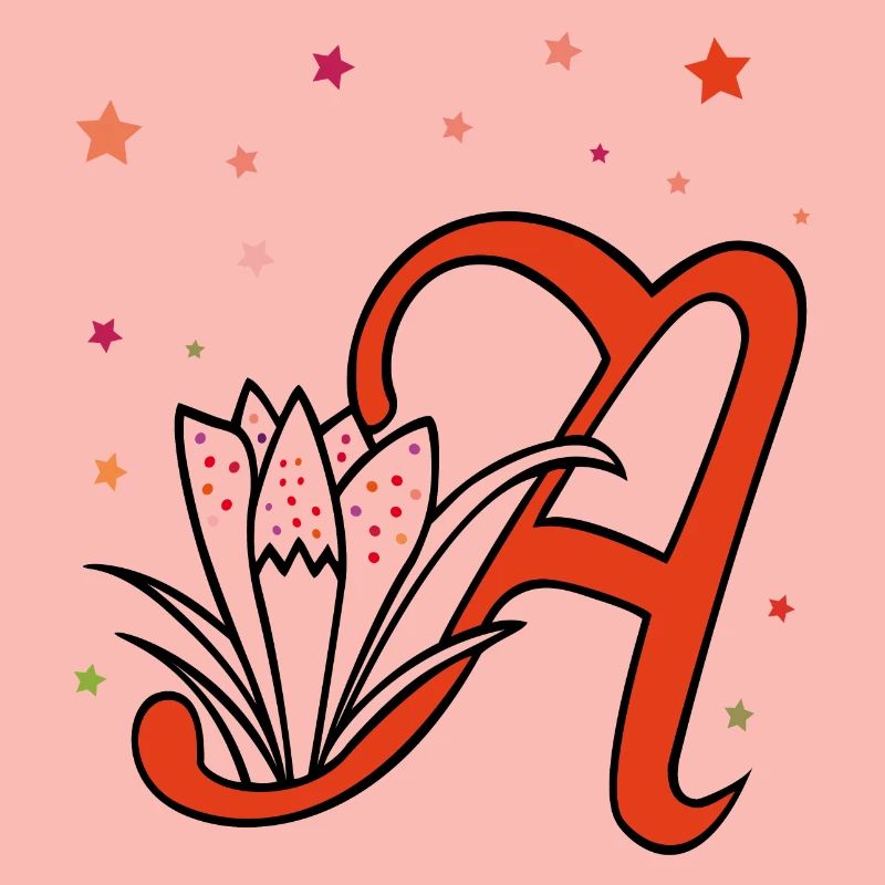 Lettre, initiale, fleur