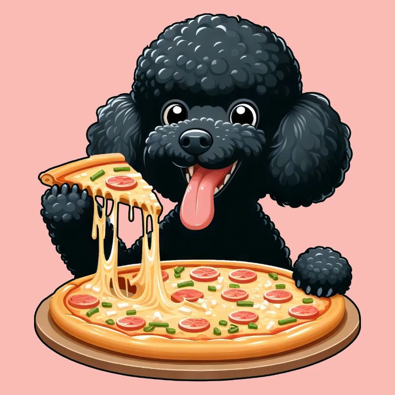 Caniche comique avec pizza