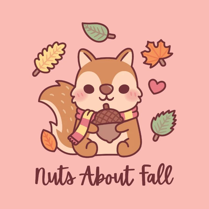 Cute Squirrel With Acorn Nuts About Fall Funny 