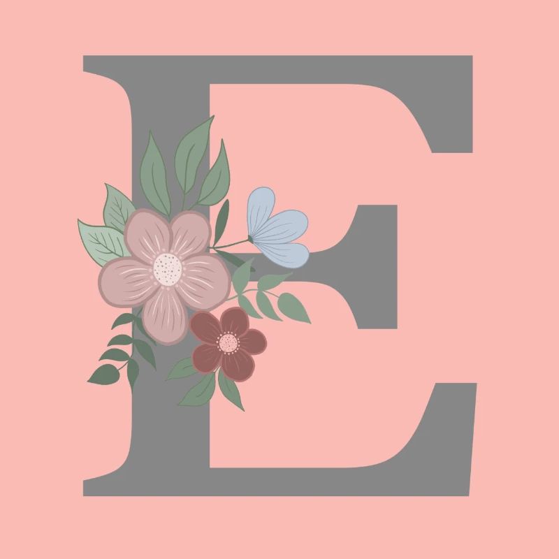 Lettre E avec gris fleur
