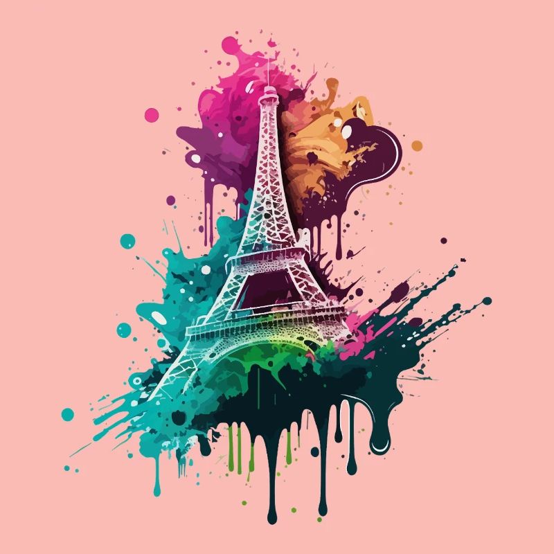 Paris Eiffelturm Skyline Frankreich Splash Bunt