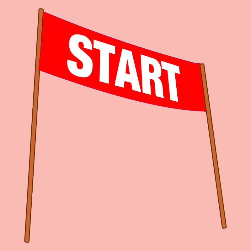 Red banner with START – Ready for the start!