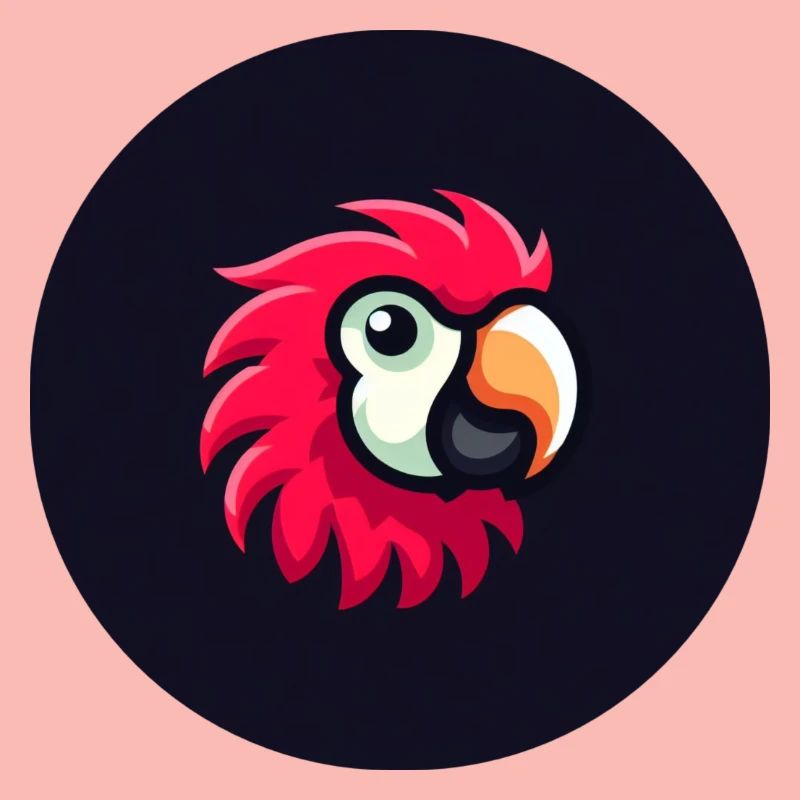 Cute parrot in comic style in red