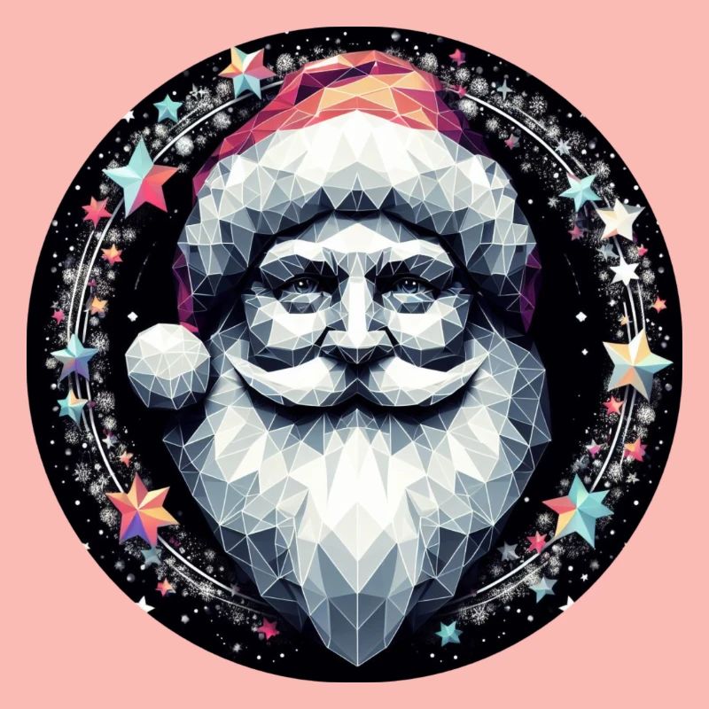 Weihnachtsmann Kopf in Kranz hell