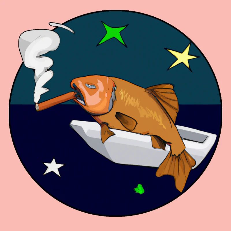 Poisson avec un cigare dans l’espace.