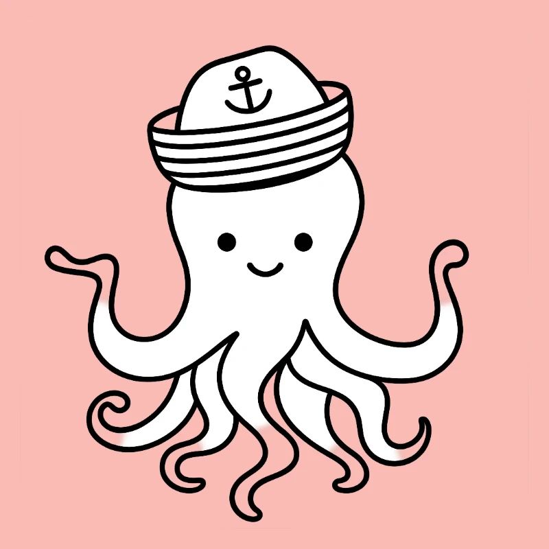 Cute Octopus with Anchor Hat