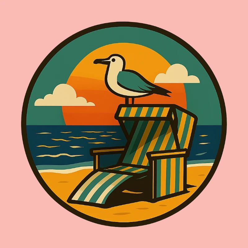 Strandkorb Design mit Möwe