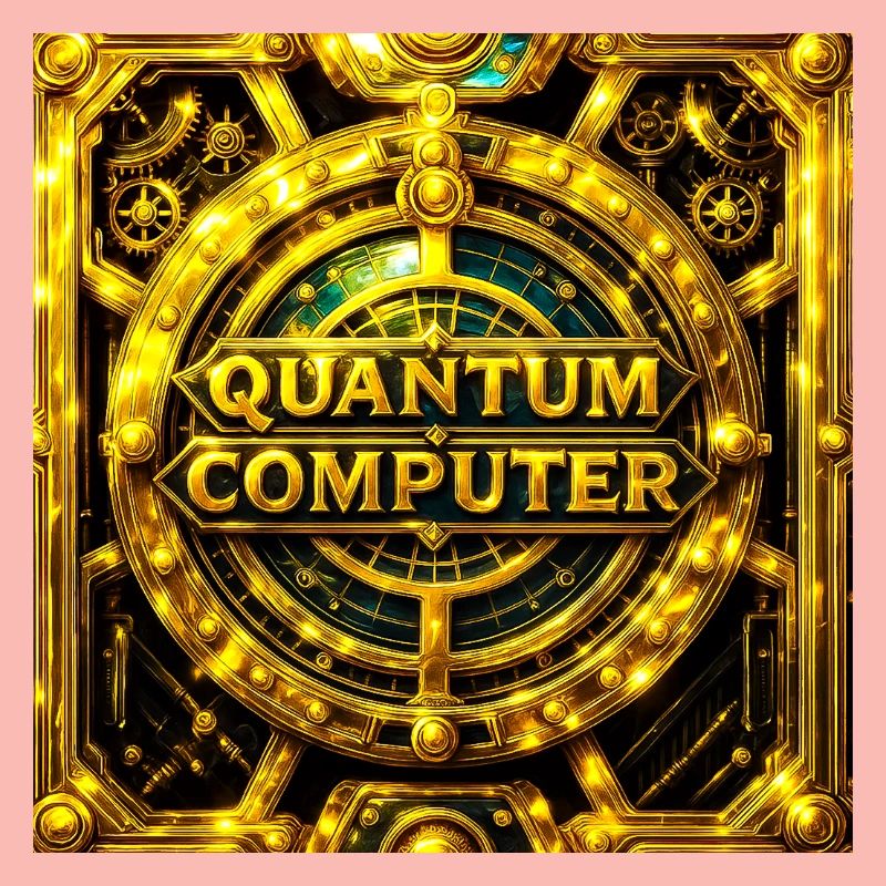 Golden Quantum Computer Emblem