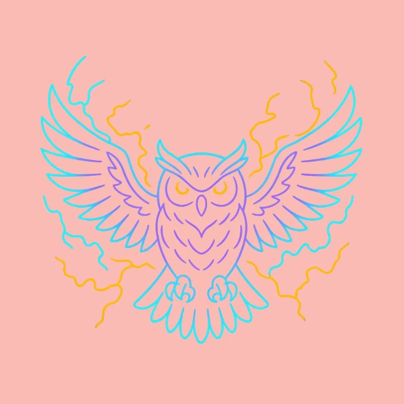 Neon-Eule mit Blitzen