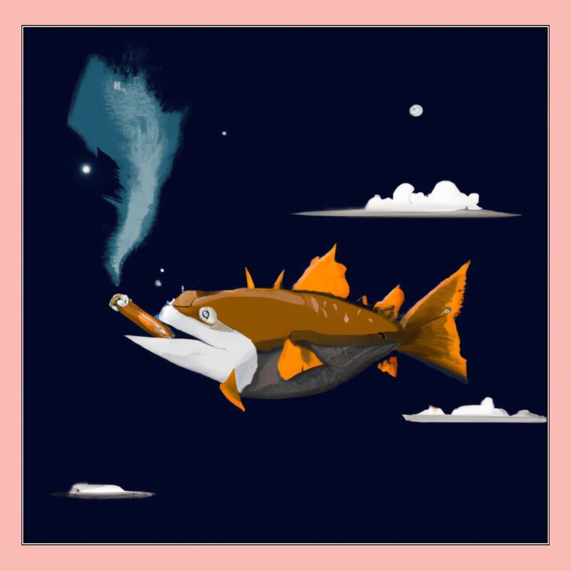 Fischen Sie mit einer Zigarre in der Luft.