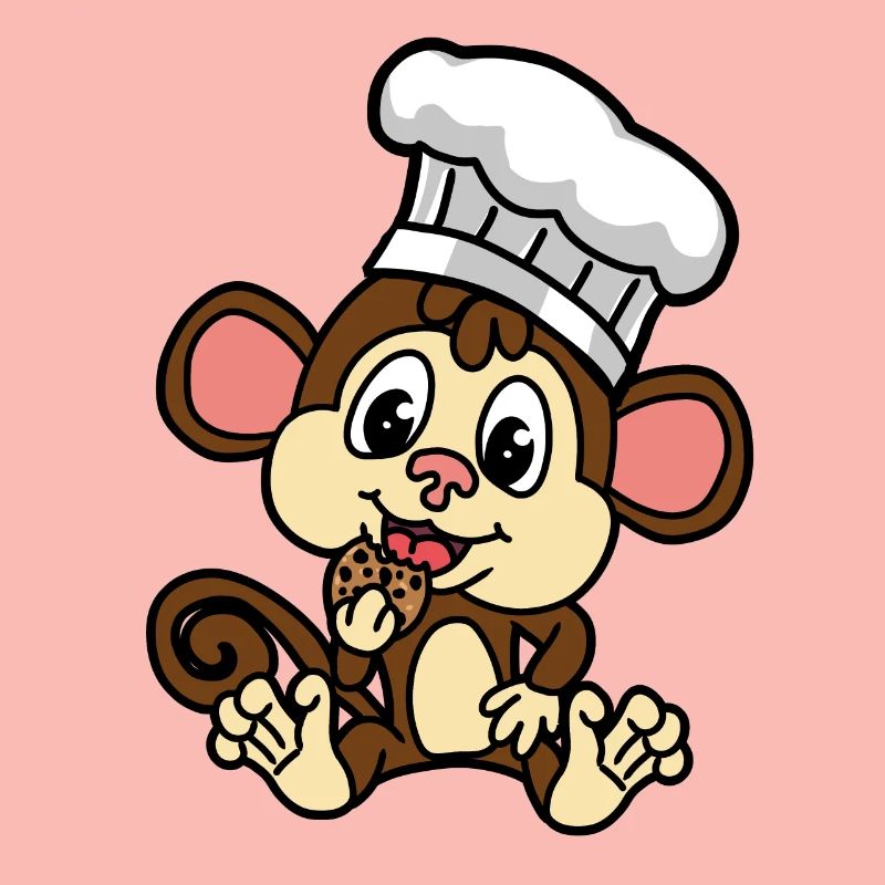Drôle de petit singe avec biscuit petit baecker