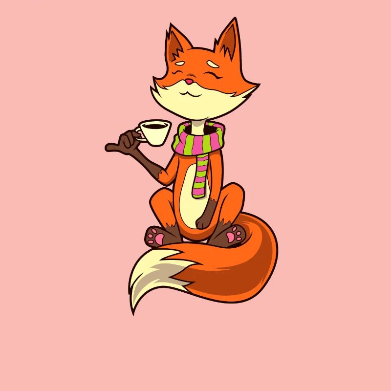 Fox drinks coffee - coffee drinker