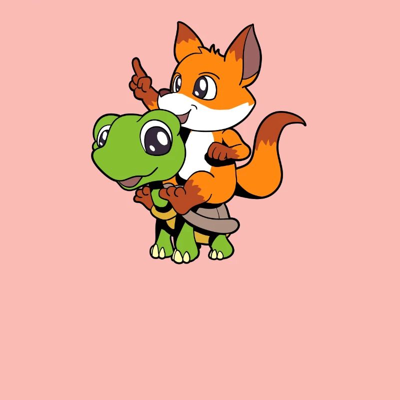 Comic - Sweet fox sits on turtle