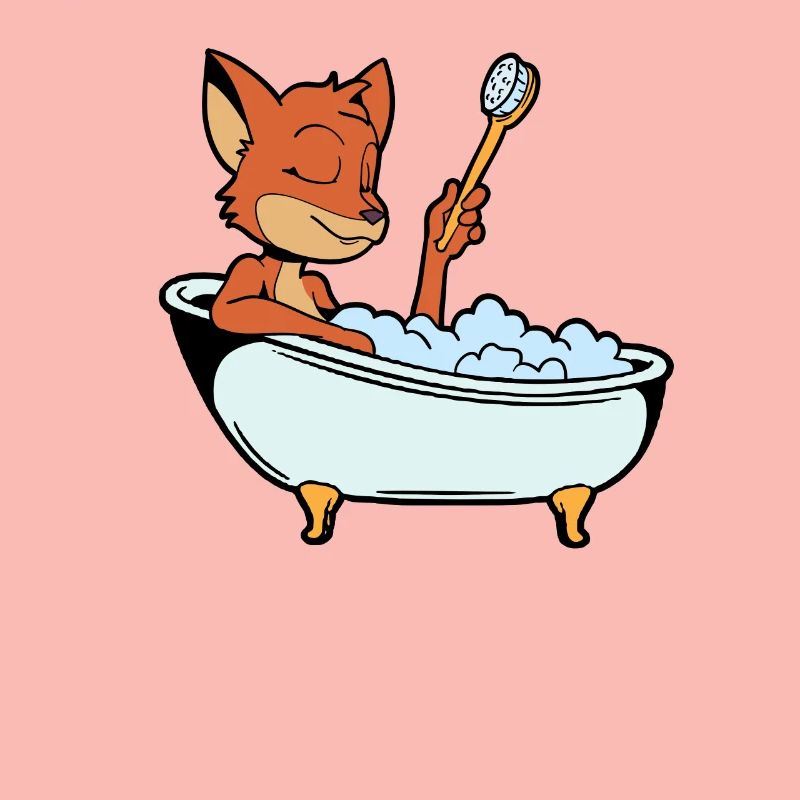Fox prend un bain dans la baignoire