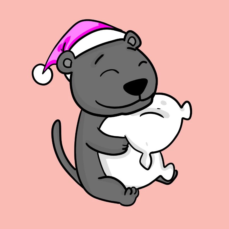 cute black panther with pillow and sleeping cap