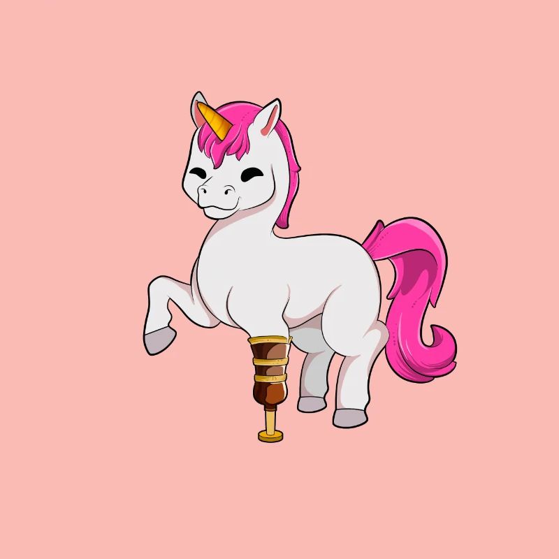 Einhorn mit Beinprothese