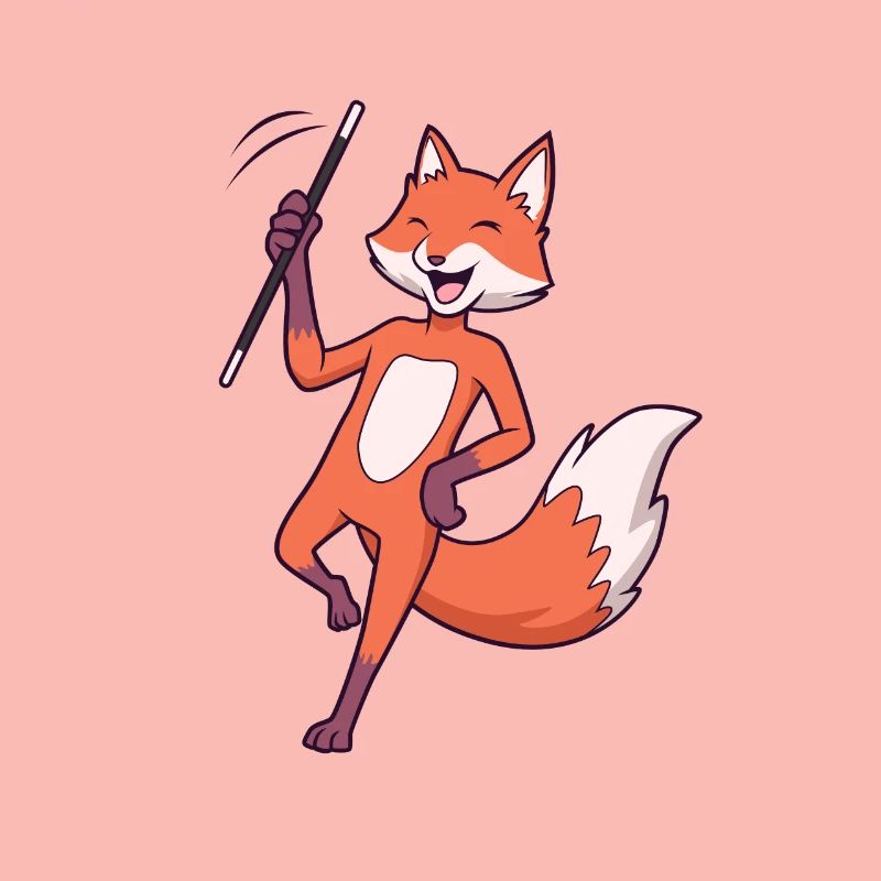 Comic fox twirling