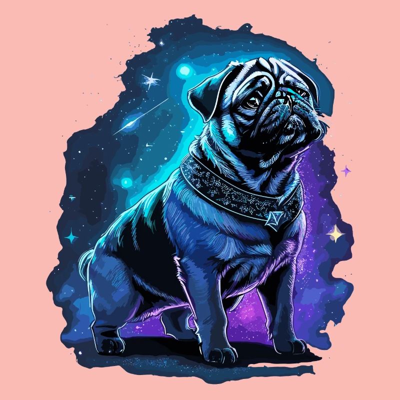 Neon Mops Hund Mitternachtszauber