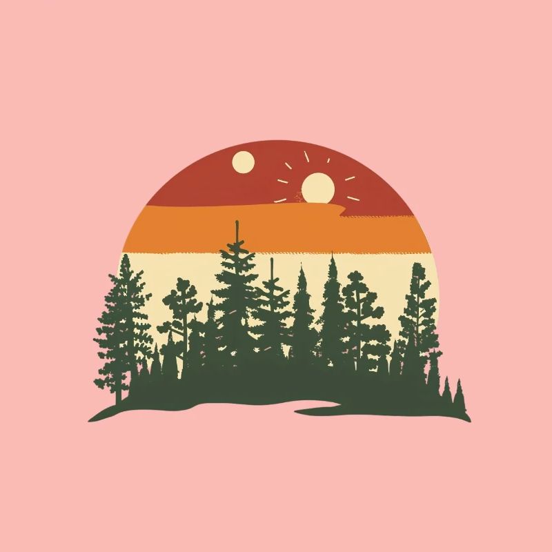 Forest silhouette at sunset