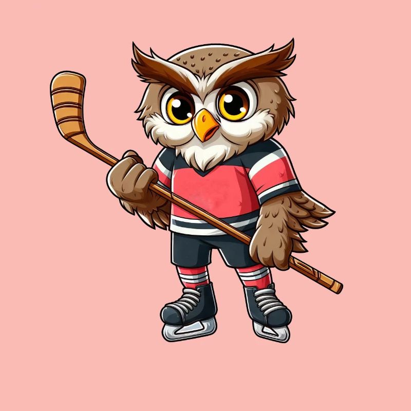 Lustige Eule Eishockeyspieler Comic Eishockey