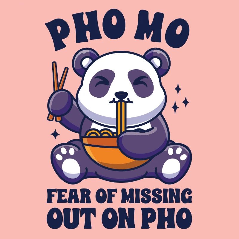 Drôle Pho Panda mignon mangeant Pho