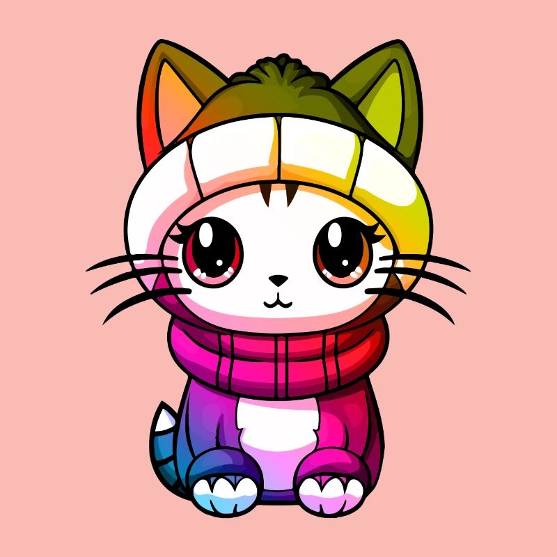 Katze Winter Tier Bunt Comic