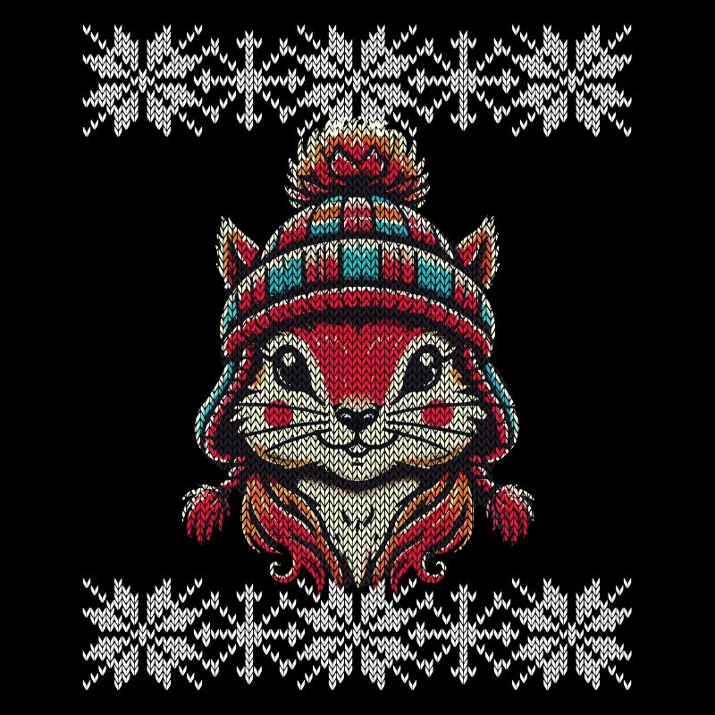 Winterlicher Strick-Look Eichhörnchen Mit Mütze