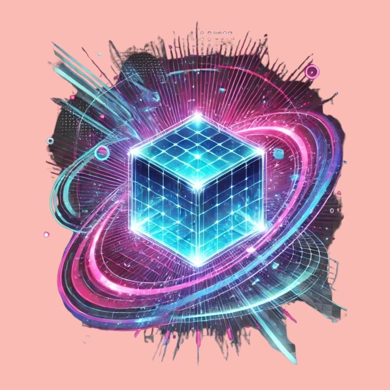 Futuristic Hologram Design – Glowing Cube