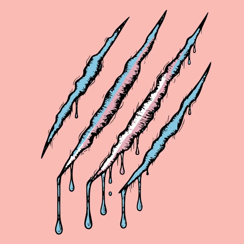 Transgender Pride Claw - Trans Flag Scratch Trace