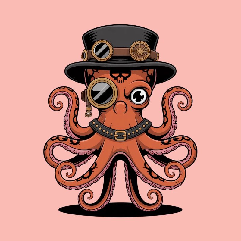 Pieuvre dans le style steampunk avec monocle