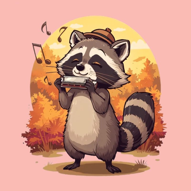 Herbstlicher Waschbärenharmonika