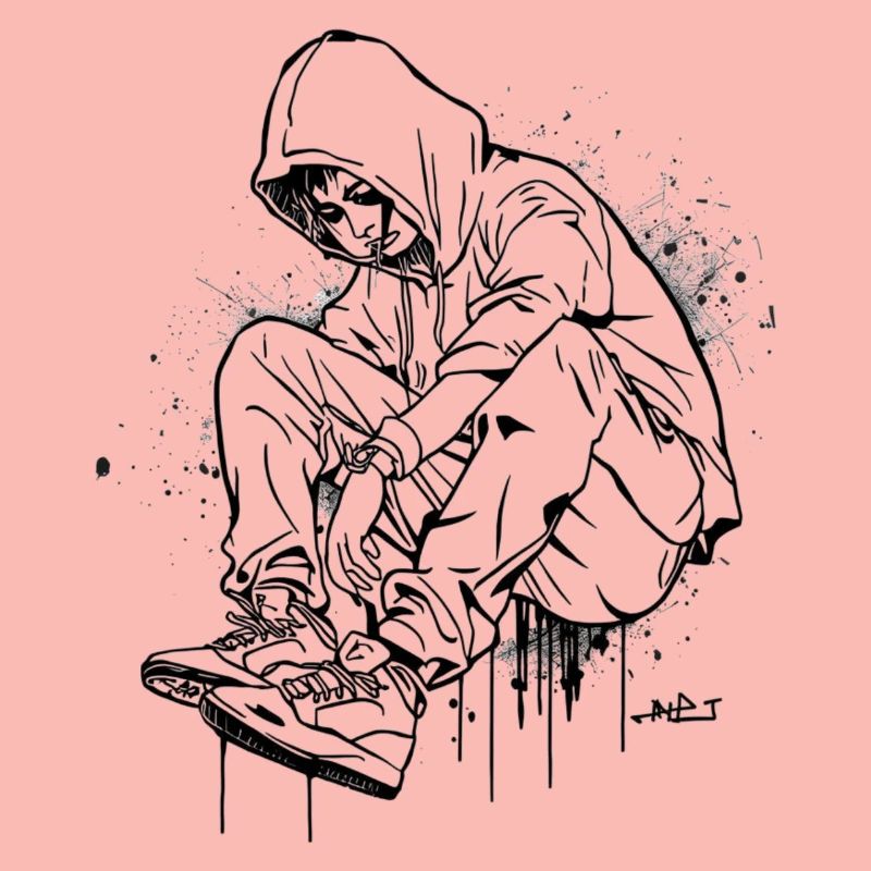 Silhouette Kapuzenpullover Graffiti