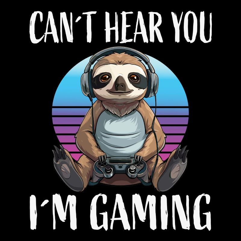 Gamer Sloth at Retro Sunset
