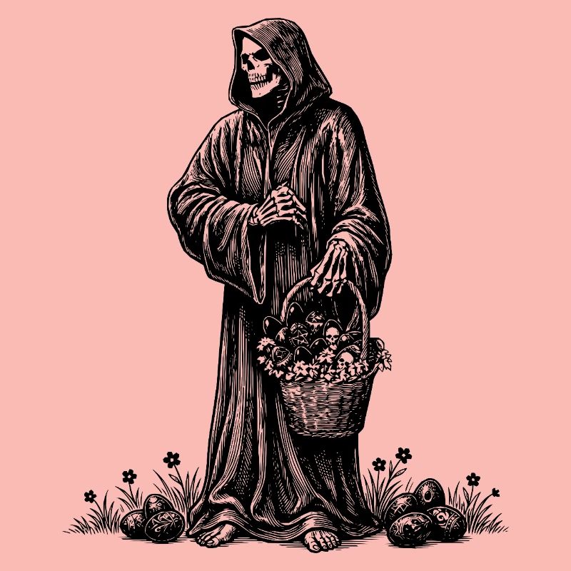 Todesfigur Osterkorb Versteckte Eier Gras