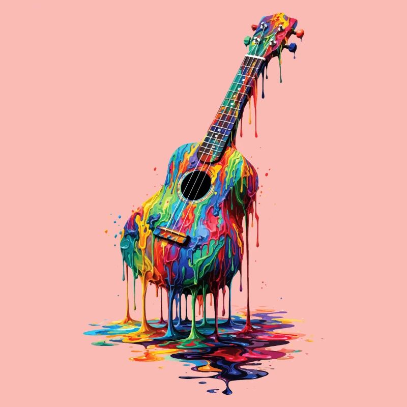 Ukulele mit tropfender Farbe