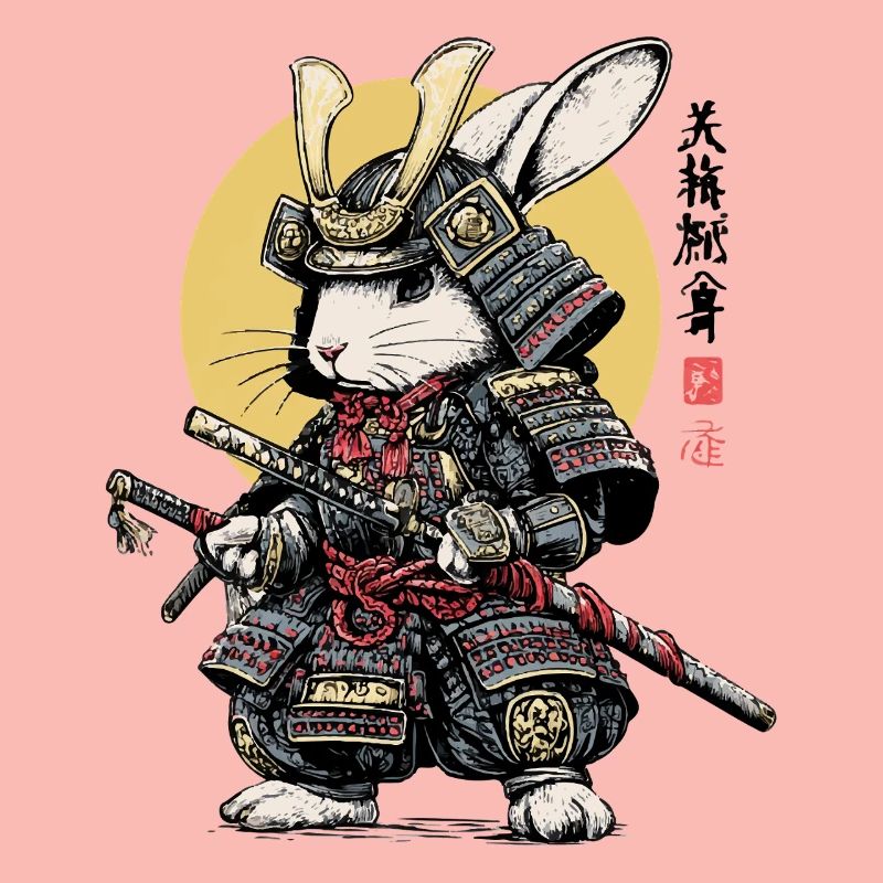 Rabbit Samurai in Armor with Katana