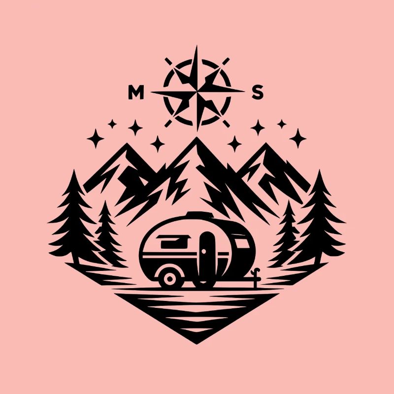 Camping Compass Mountains